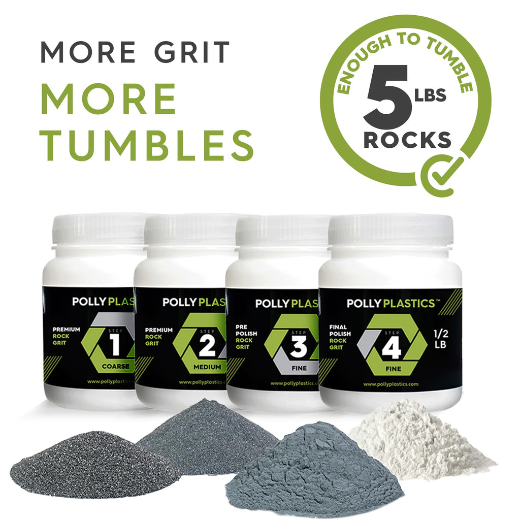 Polly Plastics Rock Tumbler Tumbling Media Grit Kit & Plastic Filler Pellets