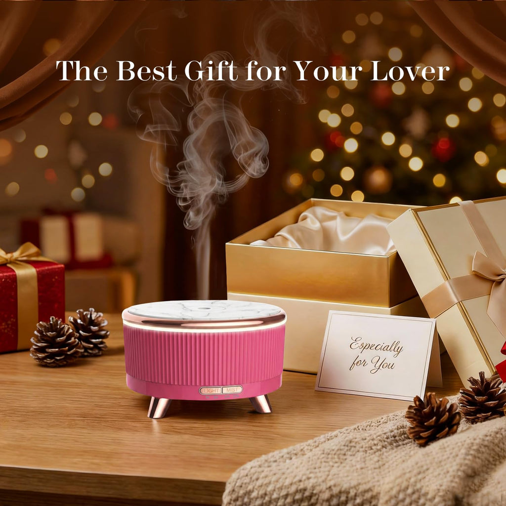 500ML Large Capacity Essential Oil Diffuser, Ultrasonic Aromatherapy Diffuser with 7 Color LED Lights with Remote Control, Cool Mist Humidifier, Timed Mist, Auto Shut-Off (Pink)