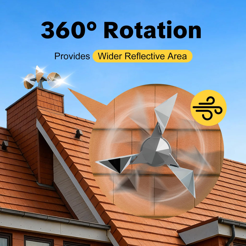 OFFO 3 PCS Bird Scare Reflective Device, Bird Reflector with Plastic Base for Outside, Keep Pigeon Woodpeckers and Sparrows Away for Outdoor Boats Roofs Gardens
