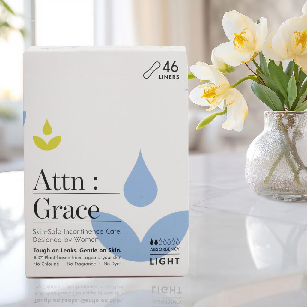 Attn: Grace Panty Liners for Women - 92 Liners – for Light Urinary Incontinence, Bladder Leakage or Postpartum - 100% Breathable & Plant-Based Materials Active Odor Control, Free from Harsh Chemicals