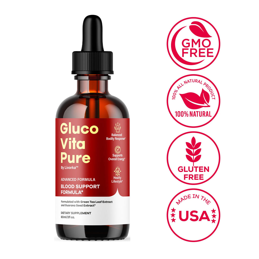 (5 Pack) Glucovita Pure - Gluco Vita Pure Drops Extract - All Natural Support, Premium Liquid Advanced Formula, 5 Bottles for 5 Months