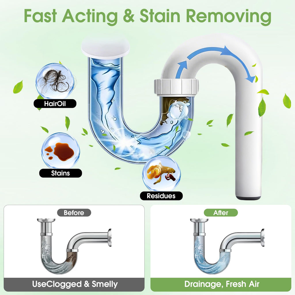 MOSAMNI Drain Clog Remover, 268g Solid Pipe Cleaner Particle, Fast Acting Drain Cleaner for Kitchen Sinks, Bathtubs & Showers