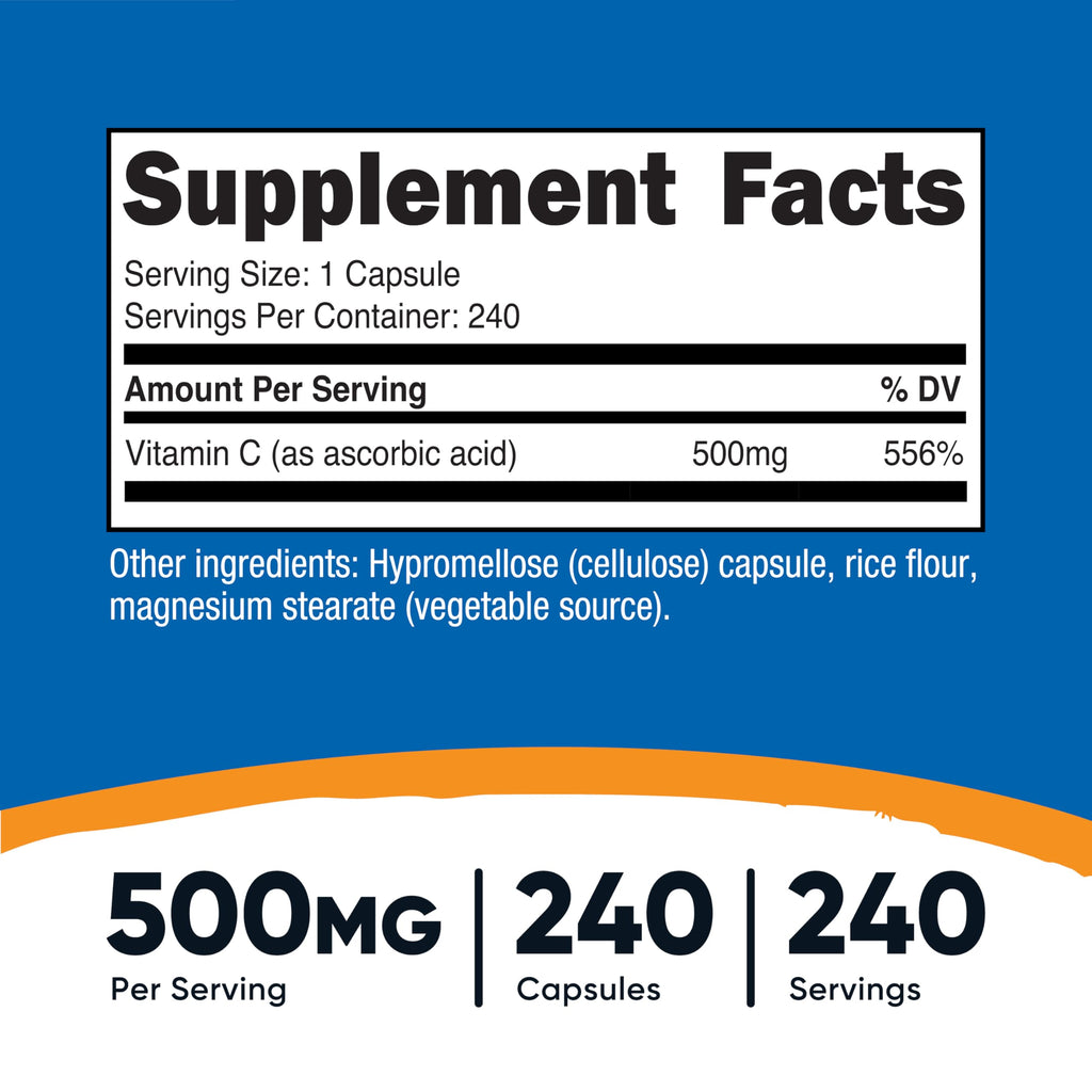 Nutricost Vitamin C 500mg, 240 Capsules, Vegetarian, Gluten Free & Non-GMO (Pack of 2)