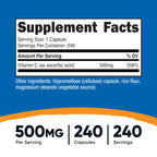 Nutricost Vitamin C 500mg, 240 Capsules, Vegetarian, Gluten Free & Non-GMO (Pack of 2)