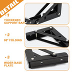 Storystore Folding Shelf Brackets - 8 Inch Heavy Duty Metal Collapsible Shelf Bracket for Bench Table, Shelf Hinge Wall Mounted Space Saving DIY Bracket, Max Load: 150 lb (4 PCS, Black)