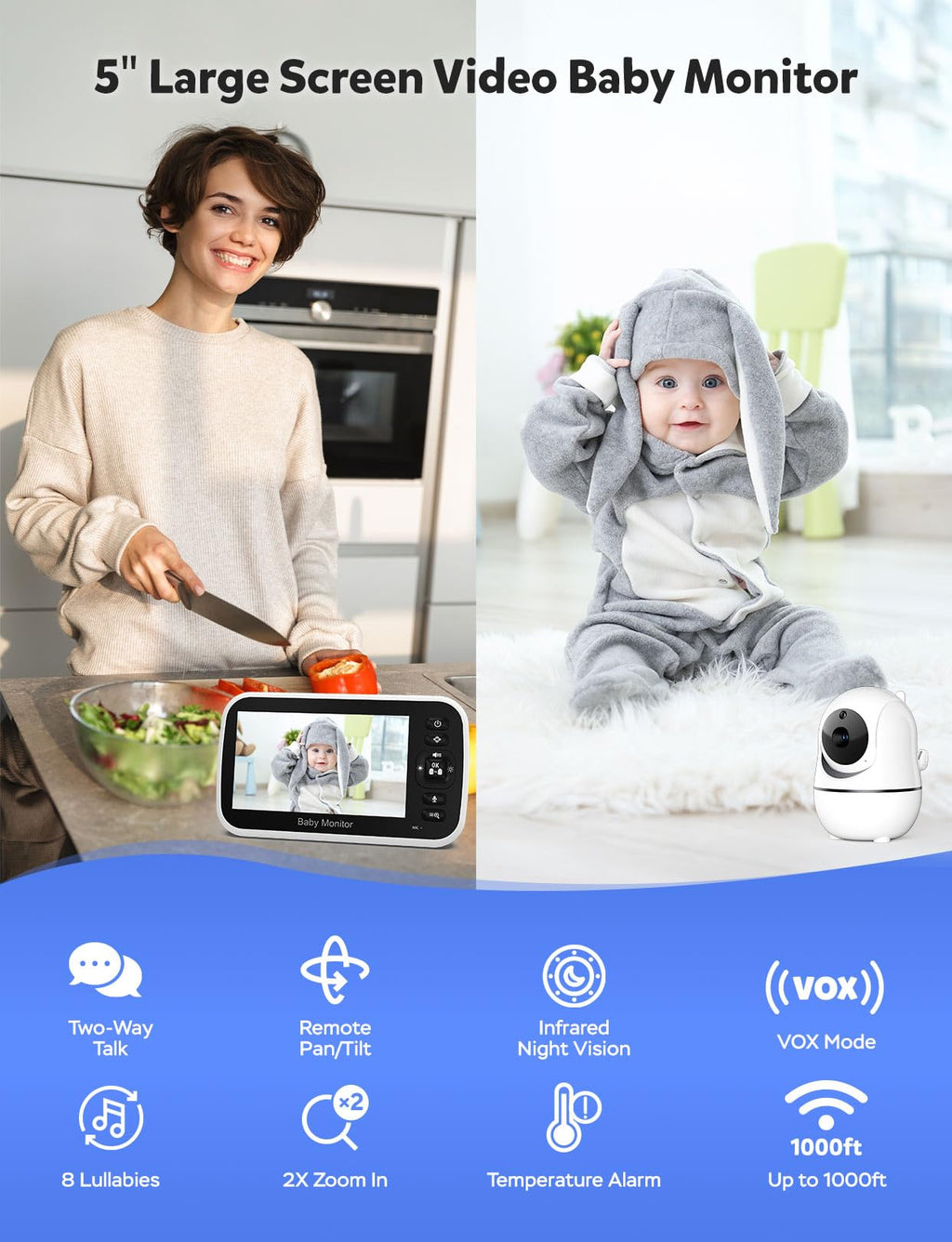 GoodBaby 5" Baby Monitor with Camera and Audio No WiFi