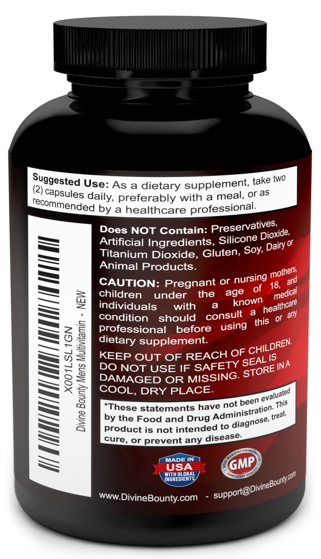 Mens Multivitamin – Daily Multivitamin for Men with Vitamin A C D E K B Complex, Calcium, Magnesium, Selenium, Zinc Plus Heart, Brain, Immune, and Men's Multivitamins – 90 Vegetarian Capsules