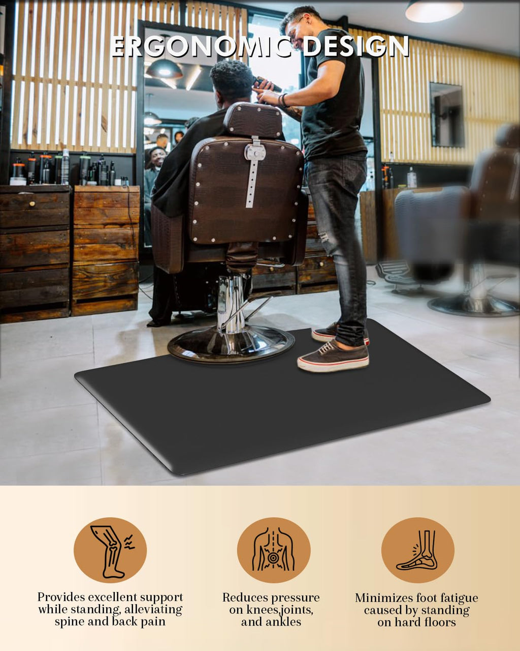 Artist hand 3 ft. x 4 ft. Barber Chair Mat Durable Rectangle 1/2 in. Thick