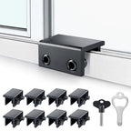 ZRFCXE Window Locks,8 Pack Sliding Window Locks with Key for Vertical & Horizontal Sliding Windows Doors,Easv to Install,Adjustable Security Window Lock for Patio Bedroom Home and Office (Black)