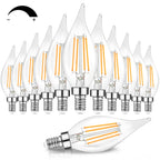 Dimmable E12 Candelabra LED Bulbs 60 Watt Incandescent Equivalent, 2700K Warm White, Clear Filament LED Chandelier Light Bulbs 6W, 600lm, CA11 Vintage Ceiling Fan Light Bulb with Flame Tip, 12-Pack