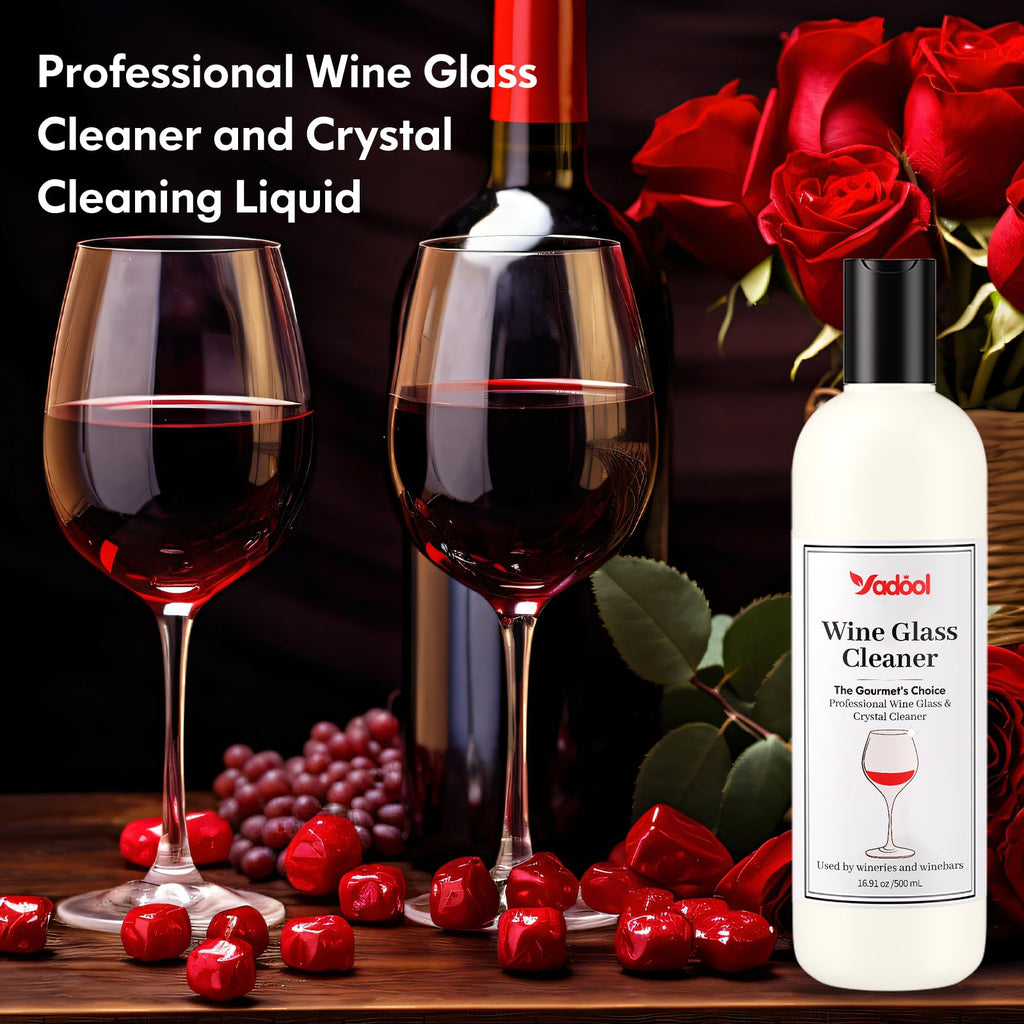 Wine Glass Cleaner and Crystal Cleaning Liquid, Effectively Removers Odors, Grease, Lipstick, Dirt, Residuum, and Fingerprints on Wine Glasses, Leaving Them Crystal Clear and Sparkling - 16.91 Oz