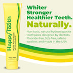 Happy Tooth Hydroxyapatite Toothpaste, Fluoride Free, Natural Whitening for Kids, Toddlers and Adults, SLS Free, Enamel Safe, Dentist Formulated with Clean Ingredients, Lemon Twist Flavor, 3.4 oz