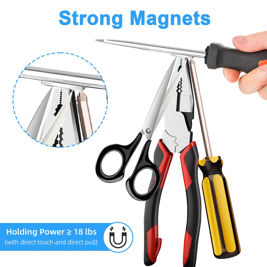 Heavy Duty Magnets, Caturledas 4 Pack Strong Rare Earth Neodymium Magnets with Double Sided Adhesive, Rectangular Bar Magnetic Strip for Refrigerator Calendar Office Whiteboard, 60x10x3 mm, Silver