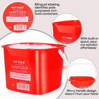 Matthew Red&Green&Blue Detergent and Sanitizing Cleaning Bucket 8 Quart Cleaning Pail,Set of 3 Square Containers,Built-In Spout w/Handle,Wash Rinse Sanitize Handwash Bucket,Incl.3Pcs Microfiber Cloths