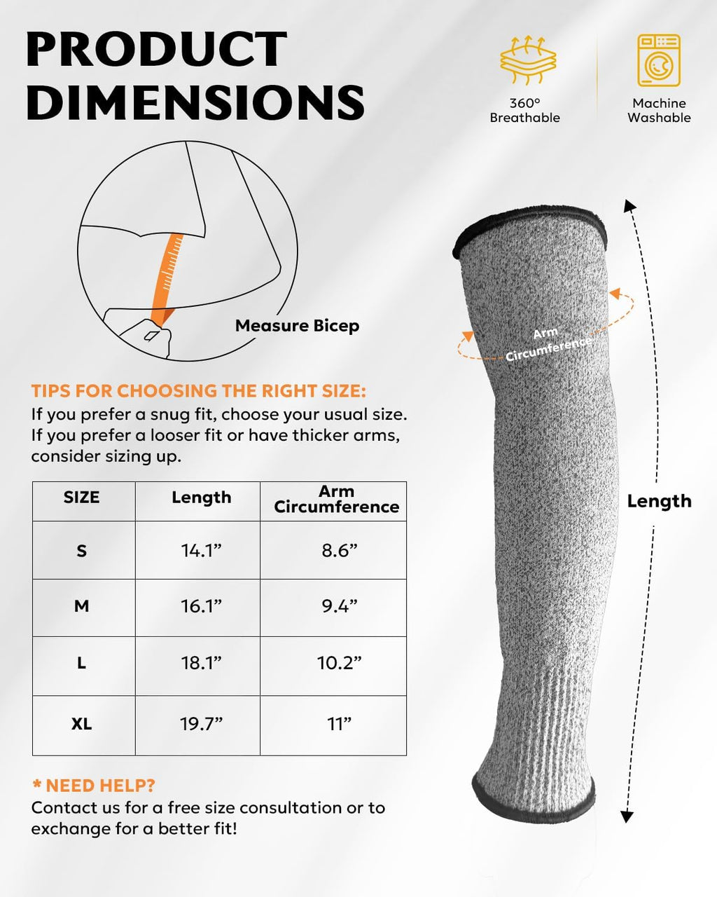Evridwear Protective Arm Sleeves Cut Resistant Farmers Sleeves for Men Work, Gardening, Farming, Arm Protectors for Thin Skin and Bruising (Large, No Thumb Hole)