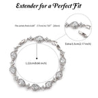 SWEETV Wedding Teardrop Bracelets for Brides Bridesmaids, Crystal Cubic Zirconia Bridal Bracelets for Women Prom, Silver