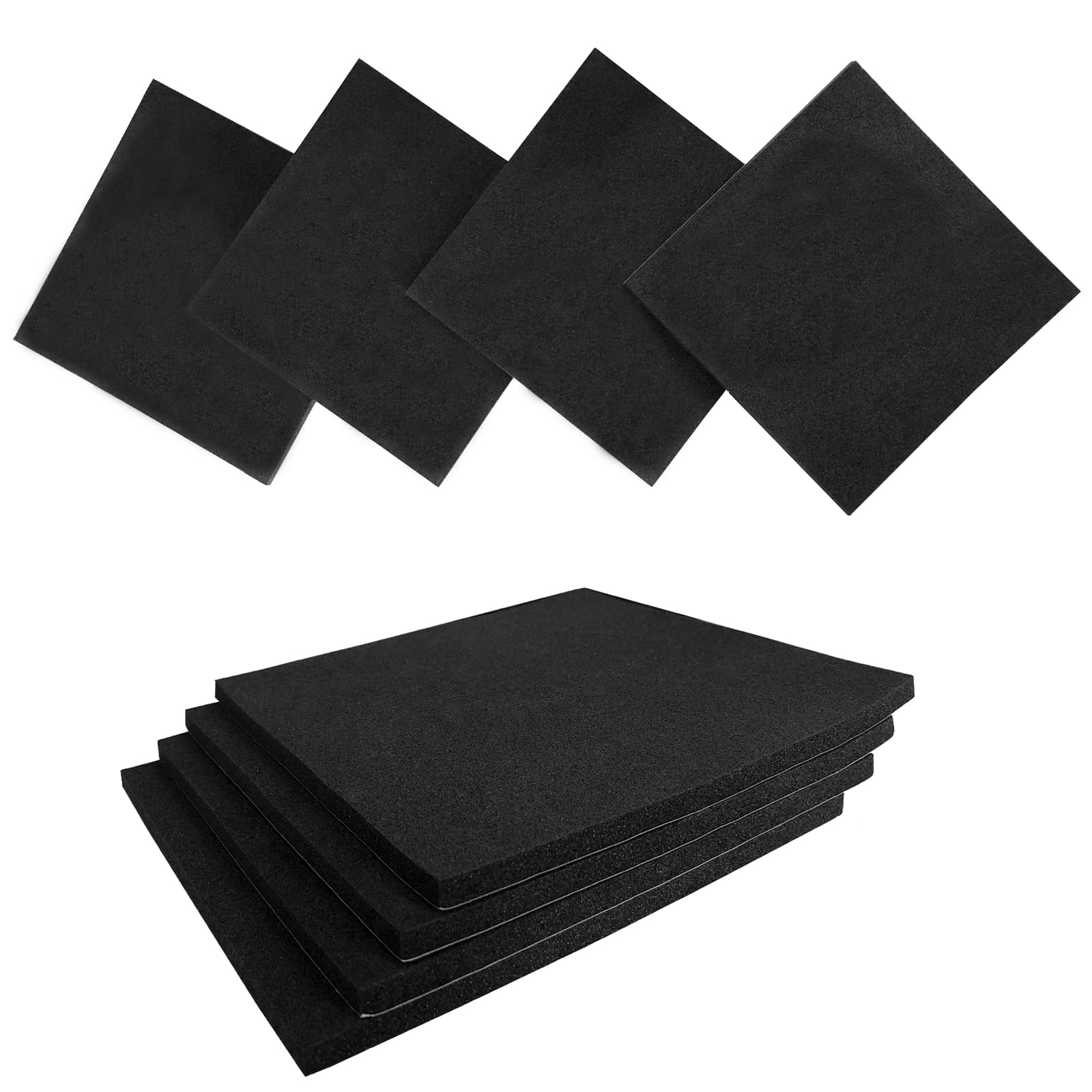 8 Pcs Black Adhesive Foam Pads Closed Cell Foam Sheets 1/4" Thick X 4" X 4"