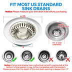 zaa Kitchen Sink Drain Strainer - Kitchen Sink Stopper, 304 Stainless Steel Sink Drain Stopper, Sink Protector for Kitchen with Anti-Clog Filter, Fit US Standard 3-1/2'' Sink Drain Hole, Nickel