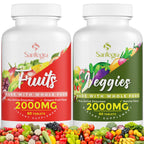 Santegra 2000 MG Fruit and Veggies Supplement, 35+ Fruits and Vegetables for Daily Variety, 100% Whole Food Superfoods, Natural Vitamins for Women & Men, Sugar-Free, Gluten-Free, Vegan, 120 Tablets