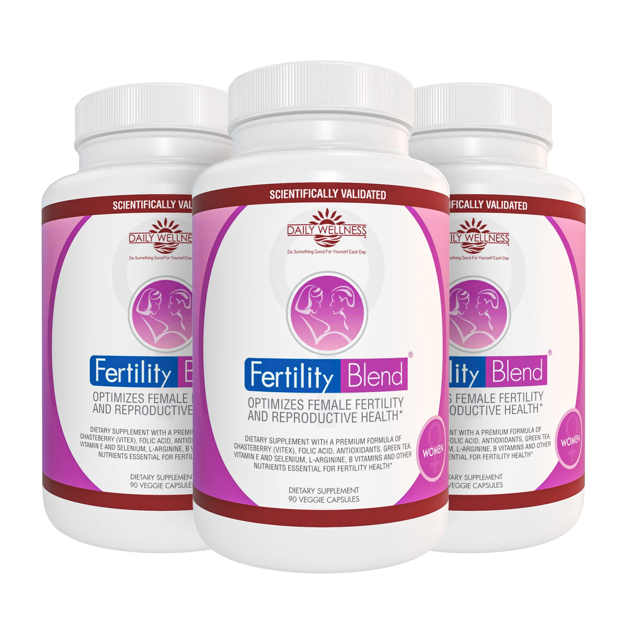 Fertility Blend Daily Wellness for Women – Women’s Wellness Supplement with Vitamins, Minerals & Antioxidants – Daily Nutritional Support Capsules – 3 Pack
