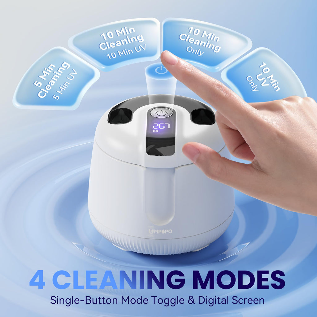 UMPOPO Ultrasonic Retainer Cleaner Machine 48kHz, Dental Cleaning Pod, Ultrasonic Retainer Cleaner for Dentures, Aligners, Mouth Guards, Toothbrush Heads and Jewelry with 200ML Capacity, LAB Supply