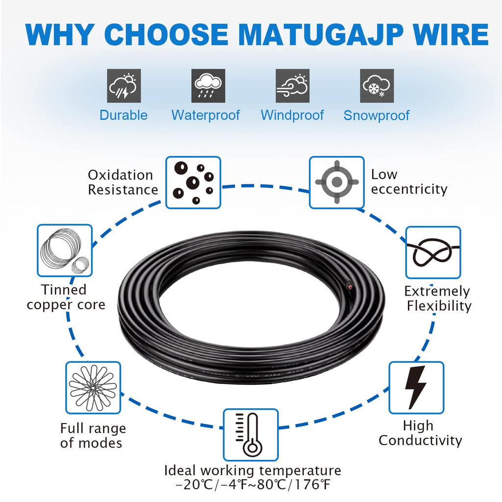 Matugajp 20awg 6 Wire Cable 20/6 Electrical Wire 6 Core Extension Cable 30 feet UL2464 DC 5V/12V/24V/300V 20 Gauge Oxygen Free Stranded Tinned Copper Wire