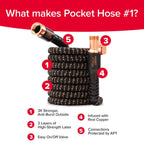 Pocket Hose Copper Bullet 50 FT Expandable Garden Hose, 10-Pattern Nozzle