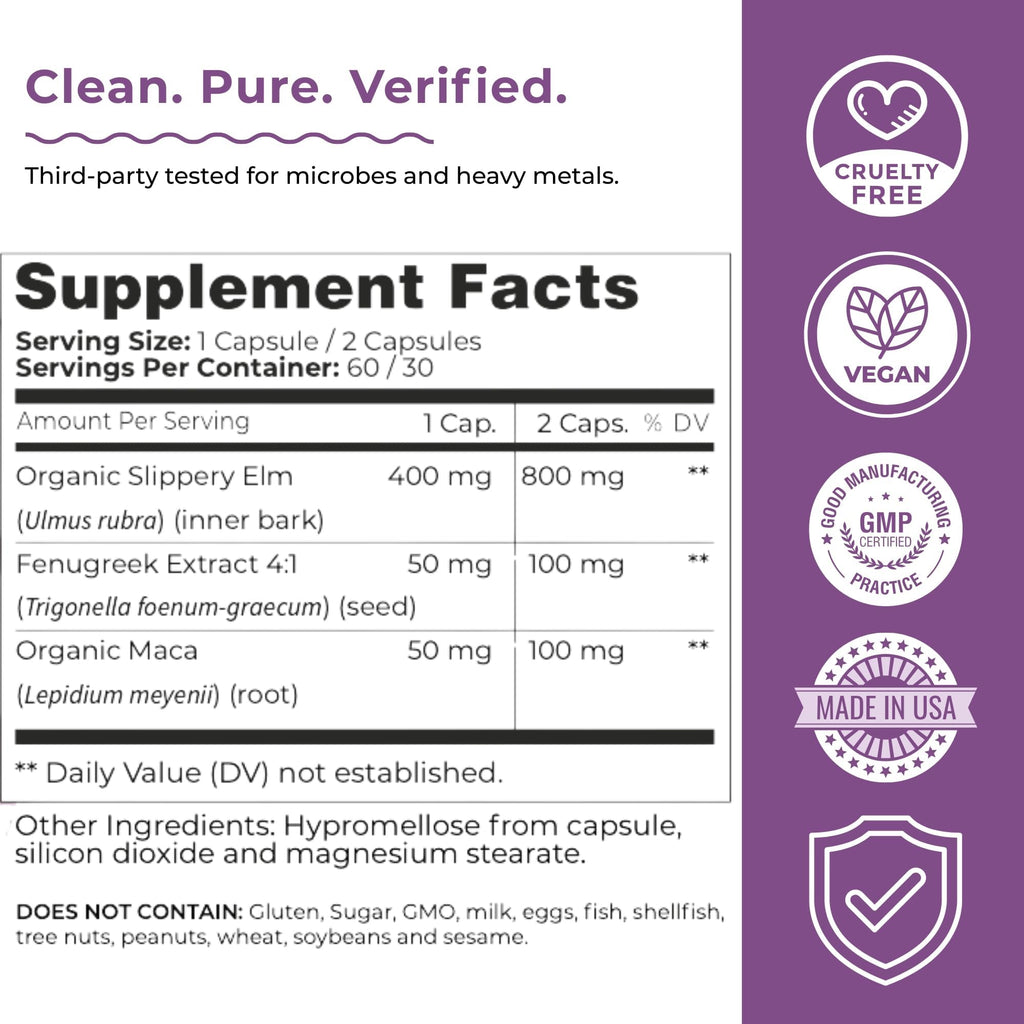 V Bliss Slippery Babe Vaginal Moisturizer Capsules | Relieves Vaginal Dryness with Slippery Elm, Fenugreek, & Maca | Once Daily, 60 Capsules