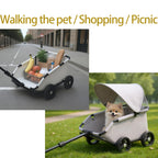 Luxury Pet Stroller, Gray, Foldable Design with Adjustable Canopy,Small Dog Wagon, for Small Dogs and Cats, with Extended Handle