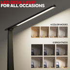 Honeywell LED Desk Lamp for Home Office, Eye-Caring Dimmable Reading Light with 4 Color Modes, Touch Control, USB-A & USB-C Charging Ports, Adjustable Head, Timer for Bedroom & Small Desks