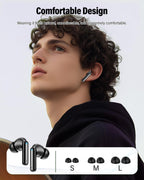 Wireless Earbuds, Bluetooth 5.4 Headphones Bass Stereo/Clear Calls, Black