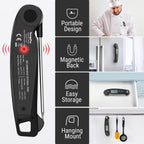 TempPro TP605 Instant Read Meat Thermometer for Cooking, Waterproof Digital Food Thermometer with Large Backlit LCD, Kitchen Thermometer for Grilling, Smoking & Candy Making (Previously ThermoPro)