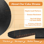 GoldenBakeryFamily 12 Inch Cake Drums,Black Cake Boards 12 Inch Round(4-Pack),1/2 Inch Thick Cake Boards with Banner Cake Topper,Sturdy,Greaseproof for Birthday Wedding Multi-Tiered Cake