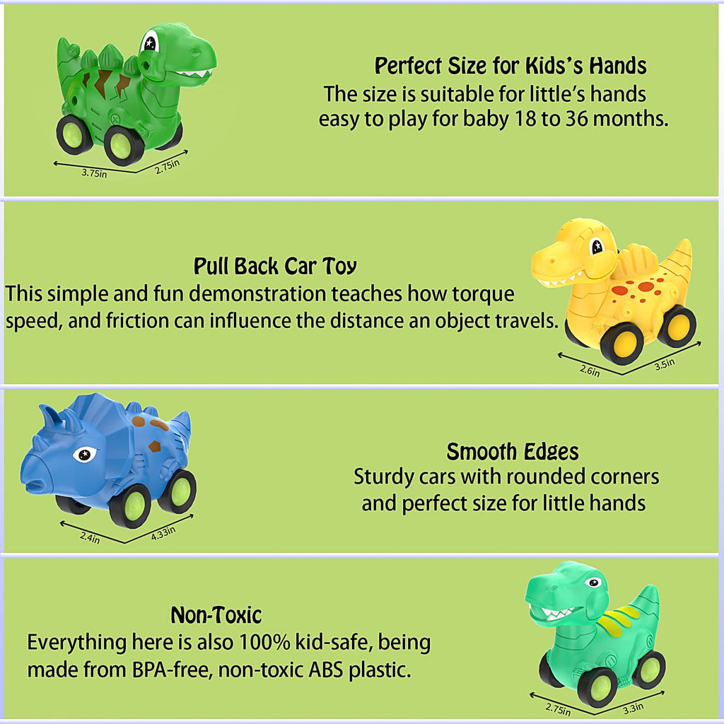Veslier Dinosaur Car Toys for2 3 4 5 Years Old Boys, Friction Power Carrier Truck with 4 Pack Small Pull Back Dino Car, Christmas Birthday Gift for 3+ Boy Girl Kids Toddlers