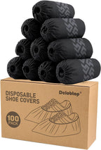 Shoe Covers Disposable Non-Slip - Black Boot Covers for Indoors,100Pcs Booties for Shoe Coves Fits Up To 11 US Men and 13 US Women Size,Non-Woven Fabric