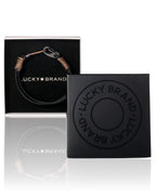 Lucky Brand 2-Row Corded Black Leather Bracelet for Men with Brown