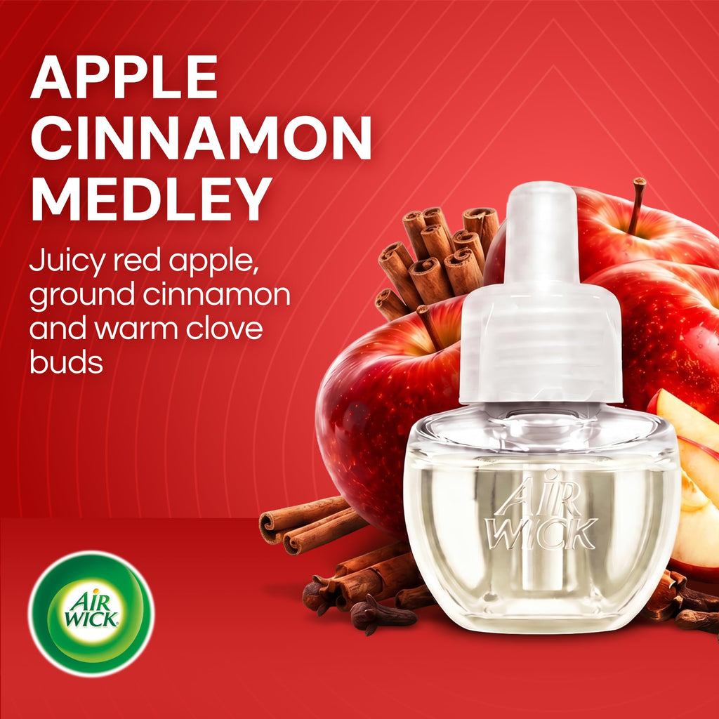 Air Wick Plug-In Refills, Apple Cinnamon Medley, Essential Oils,10 count
