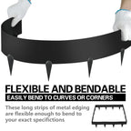 Worth Garden 10-Pack (34Ft Total) Galvanized Steel Landscape Lawn Edging - 8 in. H Bendable Metal Strips - Hammer-in 18-Gauge Flexible Black Edging Border - Yard Pathway Divider - Buckle Connection