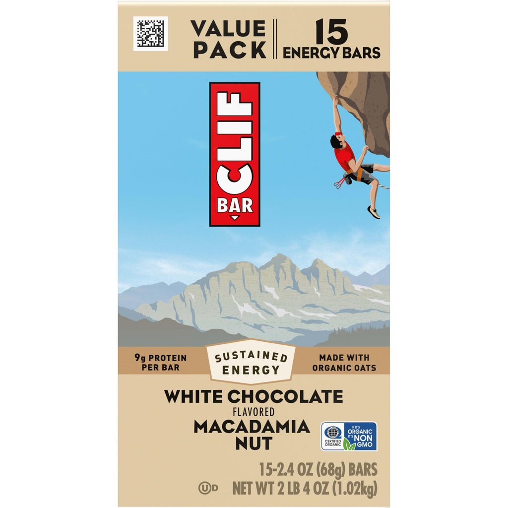 CLIF BAR Protein Energy Bars, White Chocolate Macadamia Nut, 15ct