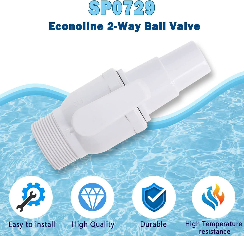 SP0729 Econoline 2 Way Ball Valve Replacement Compatible with Hayward – 1.5" MIP x 1.5" - 1.25" Hose Adapter Econoline ABS Valve, 50 psi, Non-Corrosive