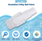 SP0729 Econoline 2 Way Ball Valve Replacement Compatible with Hayward – 1.5" MIP x 1.5" - 1.25" Hose Adapter Econoline ABS Valve, 50 psi, Non-Corrosive