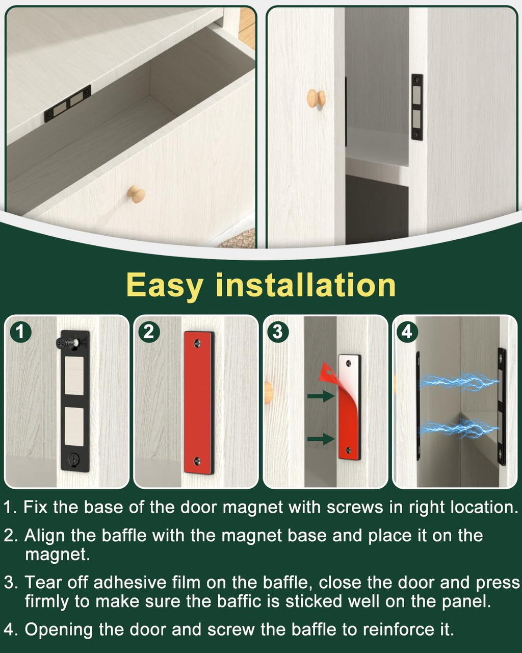Jiayi 6 Pack Ultra Thin Magnets Latch, 30 Lb Kitchen Door Magnetic Catch Screw on Adhesive, Strong Cabinet Double Magnet Catch for Wardrobe Closet Door Drawer Wardrobe Cupboard Closing