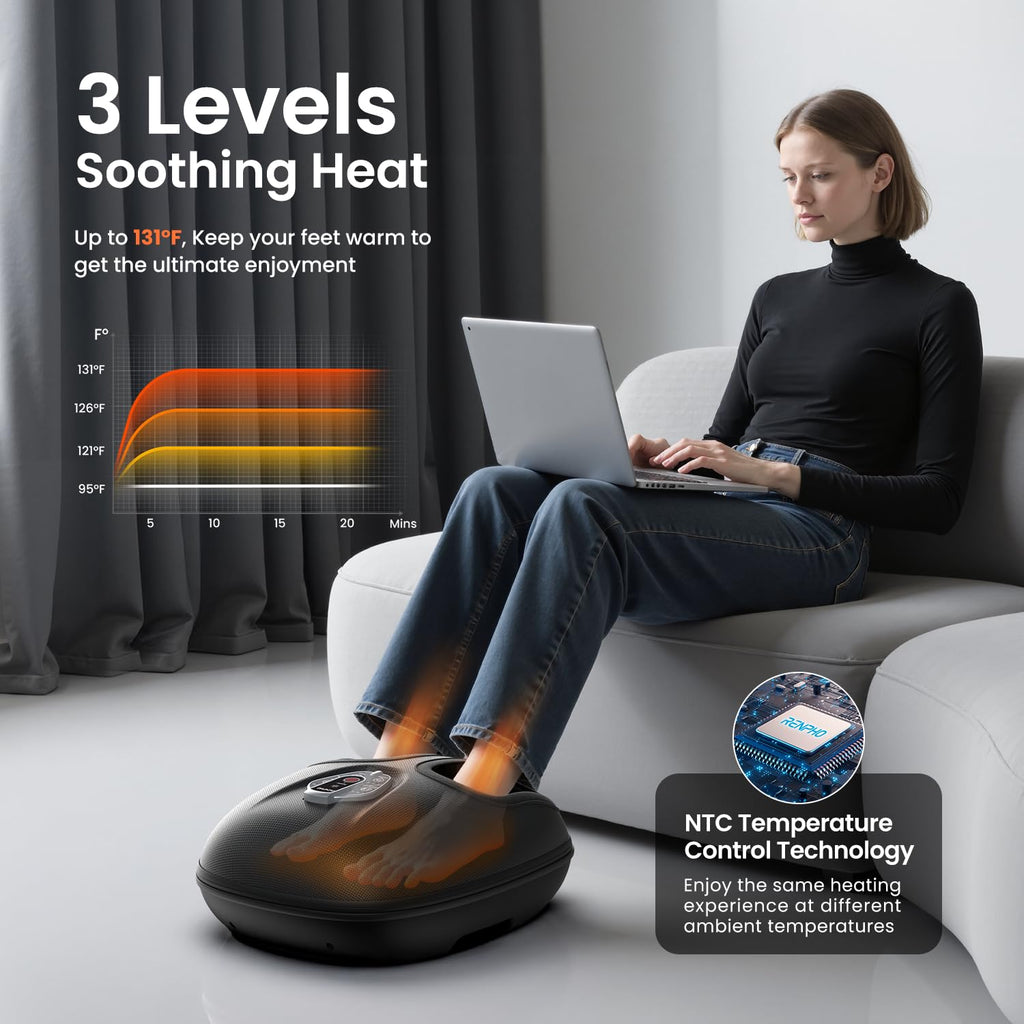 RENPHO Foot Massager Machine with Heat [2026 Upgraded], Birthday Gifts for Women Men Mom Dad, FSA Eligible HSA Shiatsu Foot Massager for Plantar Fasciitis, Cordless Control, Self Care Gifts, Black
