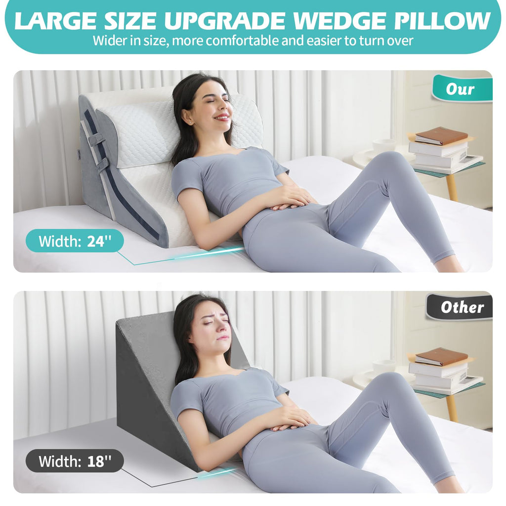 Simpledad Wedge Pillow for Sleeping, Orthopedic Bed Wedge Pillow Set, 15-in-1 3PCS Adjustable Memory Foam Wedge Pillows Post Surgery, 9 &16 & 20 inches Height 3-in-1 Incline Wedges Pillows
