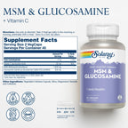 SOLARAY MSM & Glucosamine - Healthy Joint Support Supplement for Flexibility and Range of Motion - Vitamin C for Enhanced Absorption - Lab Verified - 60-Day Guarantee - 45 Servings, 90 VegCaps