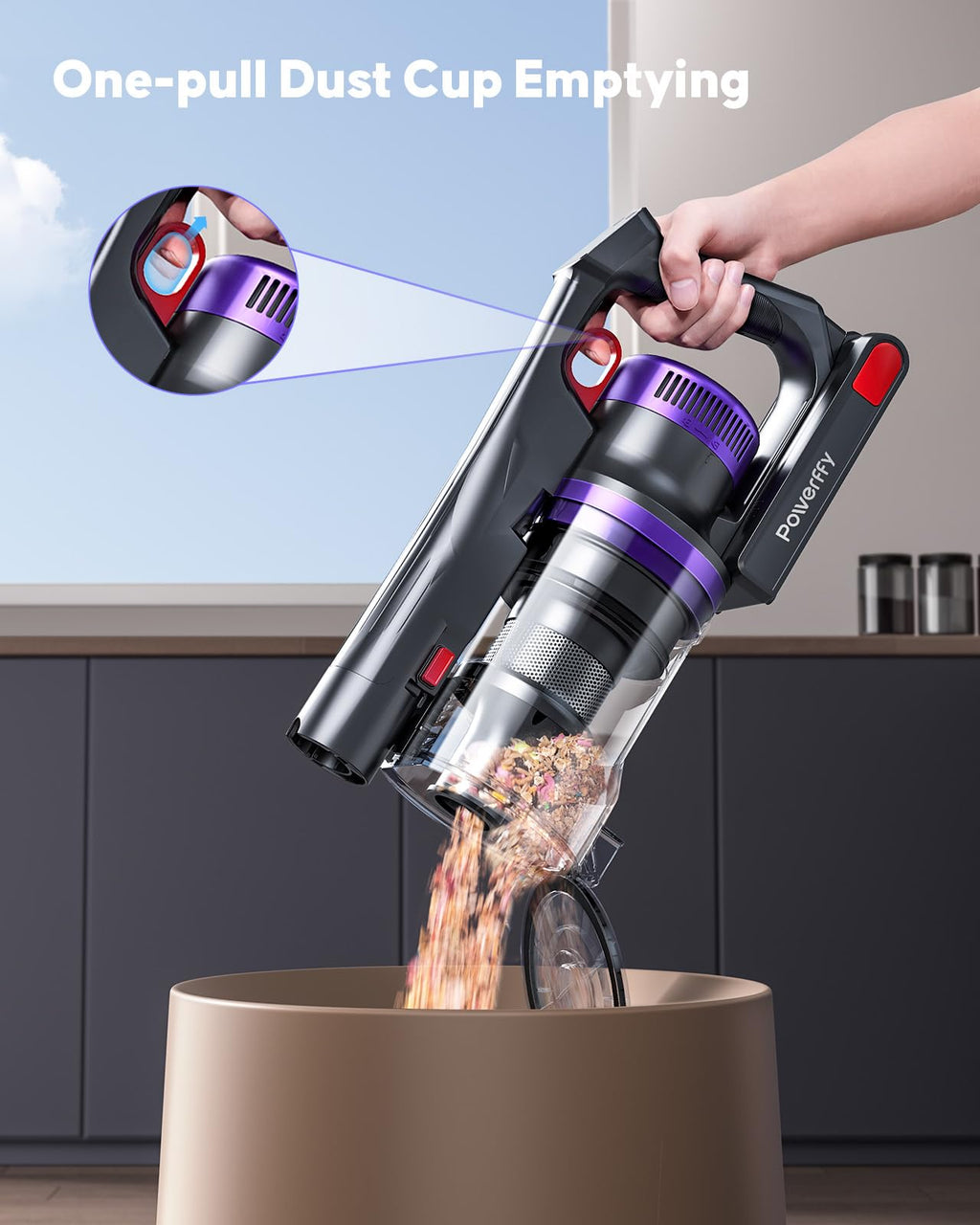 Cordless Vacuum Cleaner, 550W 45KPA Cordless Stick Vacuum Cleaner with Rechargeable Battery, Anti-Tangle Brush, Build-in Aromatherapy, Handheld Vacuum Cleaners for Home/Pet Hair/Carpets/Floors