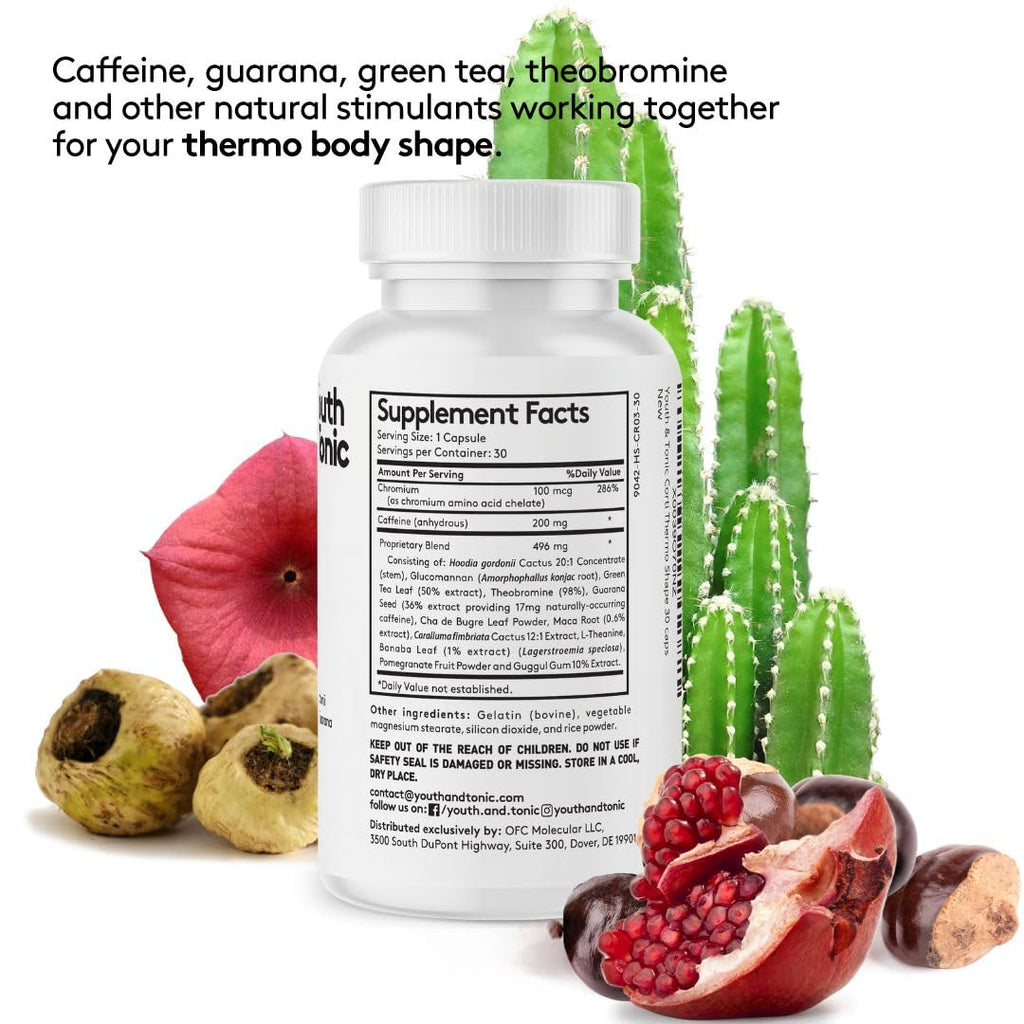 Youth & Tonic Weight Loss Pills for Women & Men, Energy & Caffeine Pills