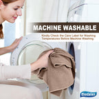Ekedalen Microfiber Cleaning Cloth Waffle Weave for Dusting Absorbent Towel Quick Drying Dust Rags Household Kitchen, Lint Free Streak Free, 6 Pack,12 x 12 Inches, Khaki
