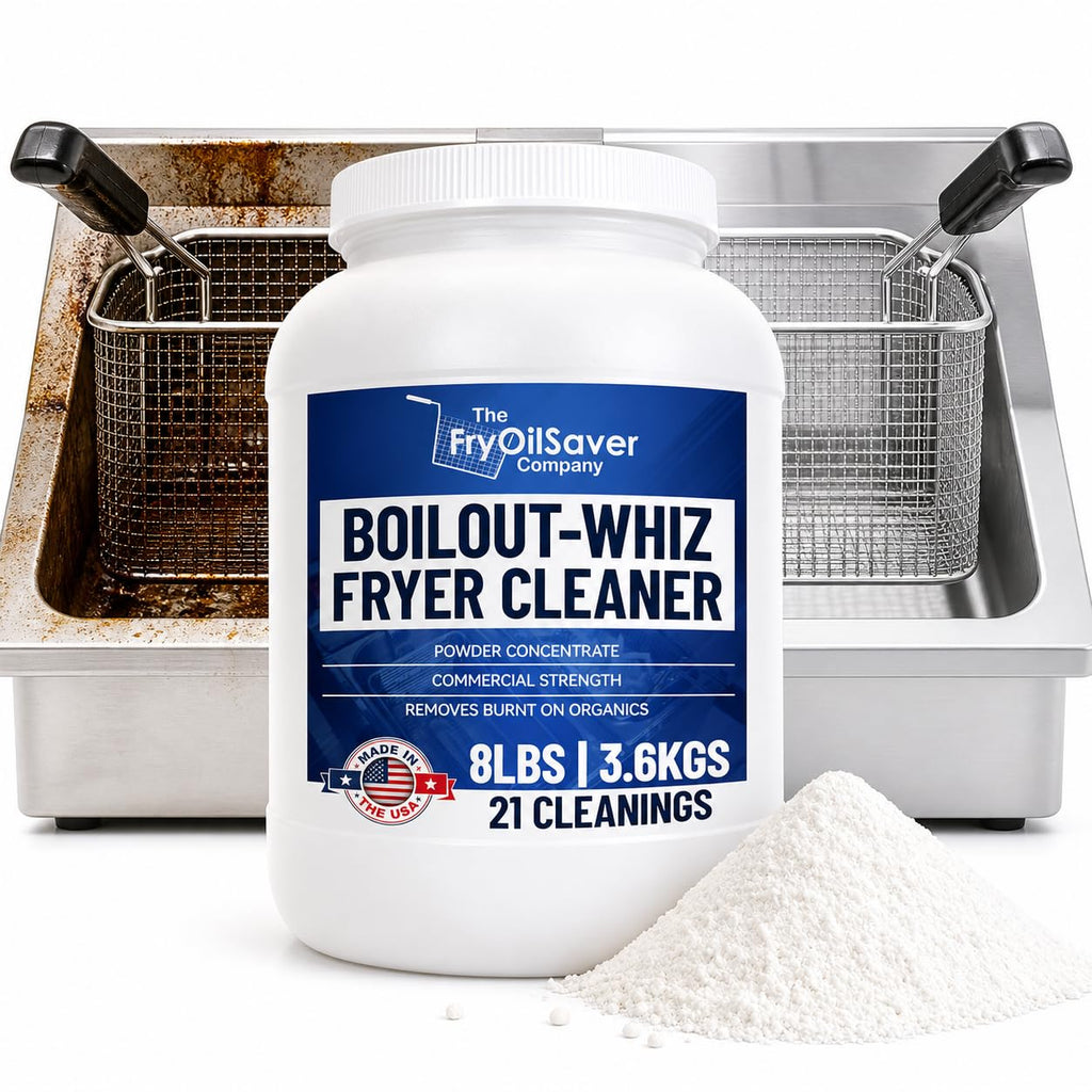 8LB Boil-Out Whiz Deep Fryer Cleaner - Degreaser Powder for Commercial Kitchen Cleaning Oil Saver - Deep Fryer Pot & Coil Safe - Extend Oil Life, Save Time & Energy - by FryOilSaver Co