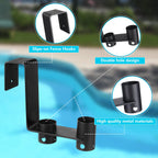 Lettry 2 Pcs Pool Fence Hooks, Pool Tool Organizer, for Hanging Pool Cleaning Accessories, Pool Pole, Brush, Leaf Skimmer Net, Vacuum Head, Suitable for 3/4 Inch to 1-1/4 inch Railing